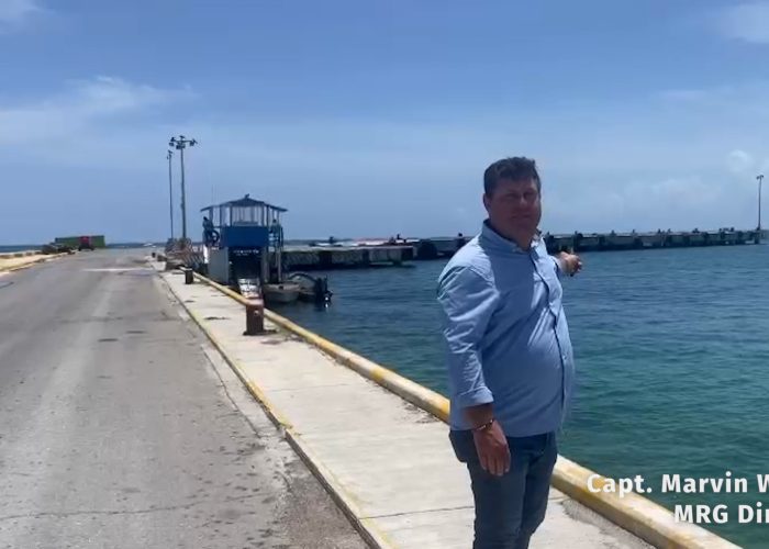 Marvin Wilson showing docks where MV Pacific Hope will be stationed for upcoming outreaches.