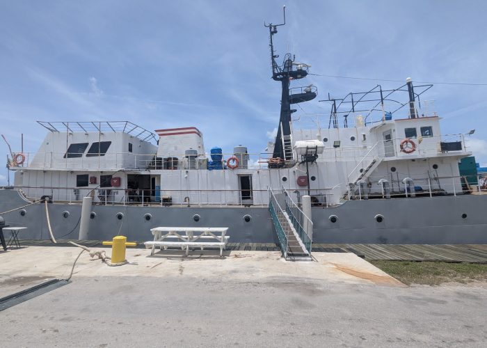 M/V Pacific Hope docked and getting ready to welcome volunteers for the summer